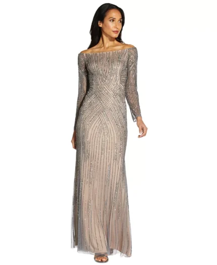 Sequin Off-The-Shoulder Gown